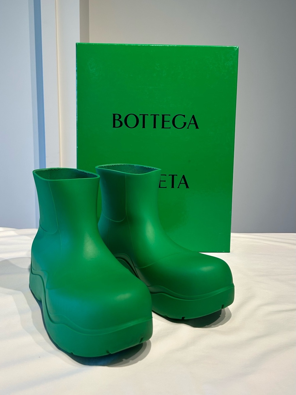 Bottega Veneta Green Rubber Platform Ankle Boots